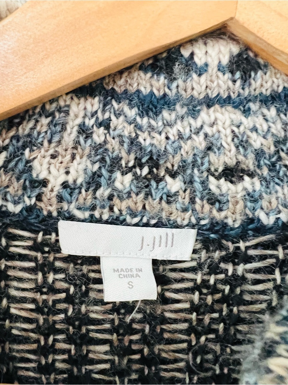 J. Jill Southwestern Aztec Long Cardigan Sweater Duster Blue Boho Knit Jacket S - Picture 5 of 10